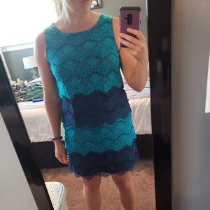 Jessica Simpson Blue Tiered Lace Dress